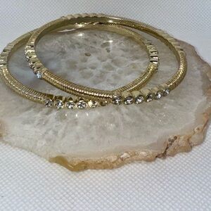 Graziano CN Bangle Bracelets Goldtone Rhinestone Crystals